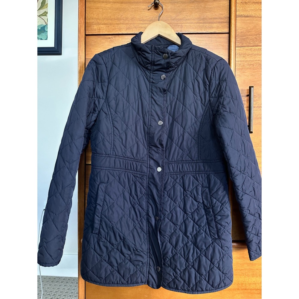 Liz Claiborne Quilted Jacket M Navy Blue Good